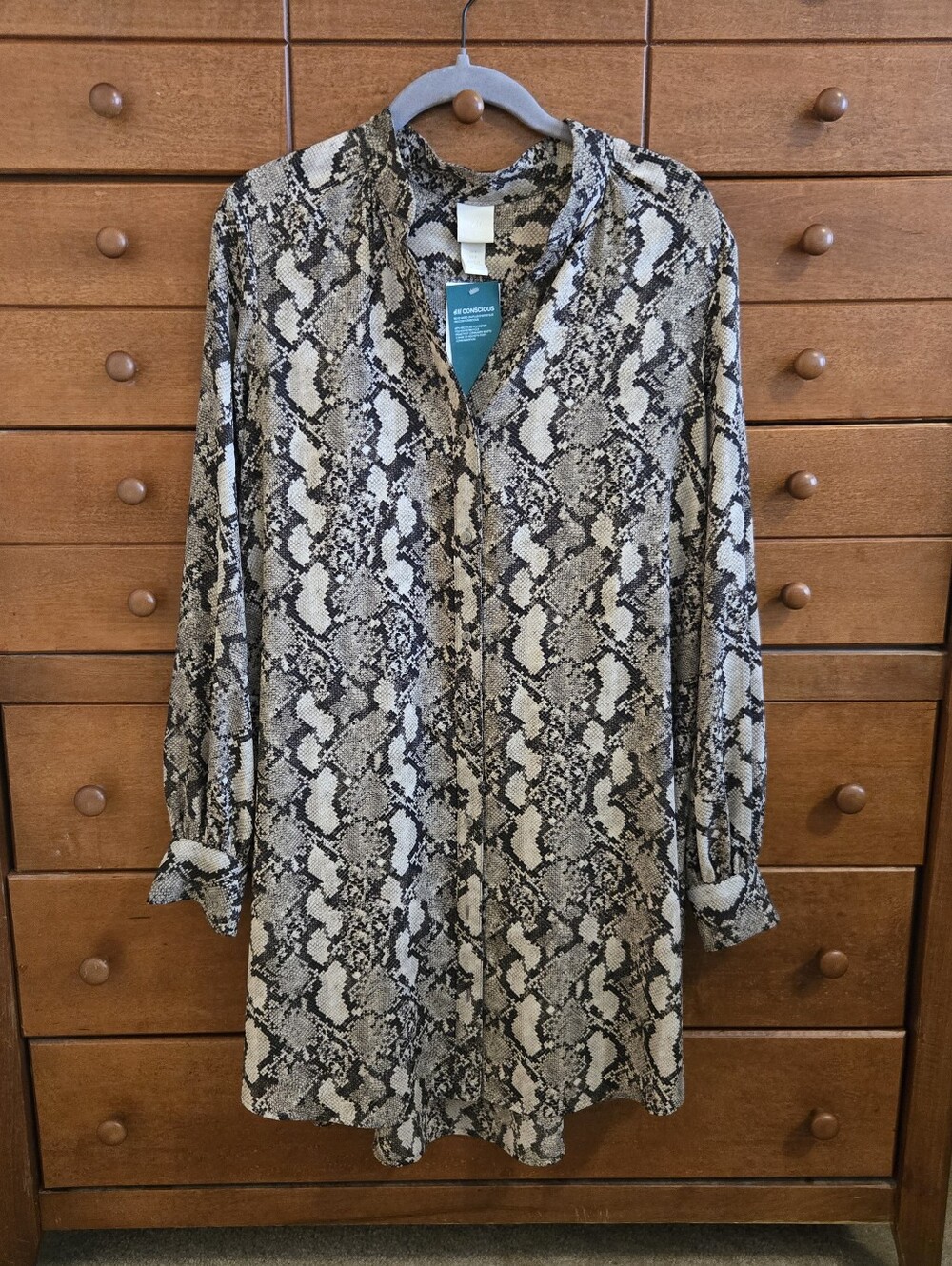 H&M Snake Print Long Sleeve Blouse Sz 8